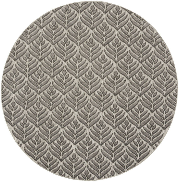 8' Round Floral Power Loom Area Rug - Charcoal