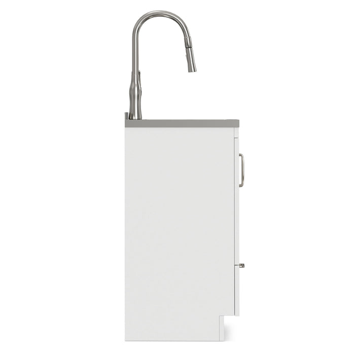 Reed - Deluxe Laundry Cabinet With Pull-Out Faucet And Stainless Steel Sink Simpli-Home