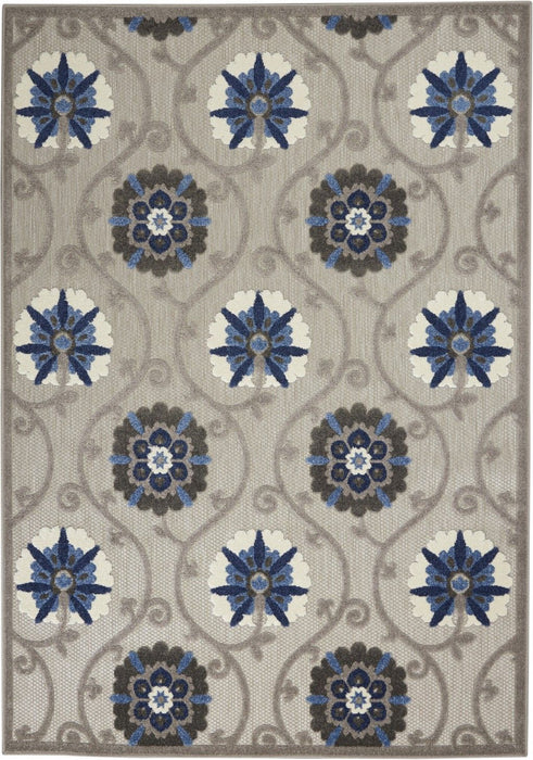 5' X 8' Area Rug Indoor & Outdoor - Gray / Blue