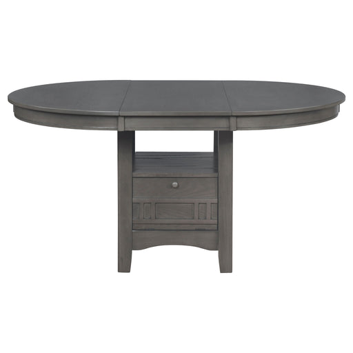 Lavon - Oval Extension Leaf Dining Table With Built In Storage - Gray Furniture Max