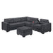 Sectional Set With Reversible Loveseat, USB Console, Corner Wedge & Ottoman Home Essentials