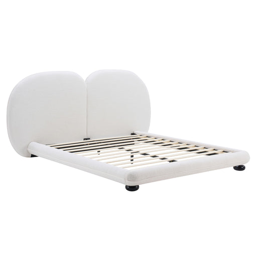 Queen Size Upholstered Platform Bed Frame With Split Headboard - White Noble House