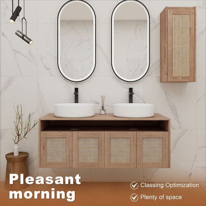 Bathroom Vanity With Art Sink And Side Cabinet, Float Mounting Design Home Essentials