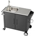 Outdoor Grill Table With Sink, Grill Cart With Sink And Cabinet With Wheels - Black / Silver Daily Nest