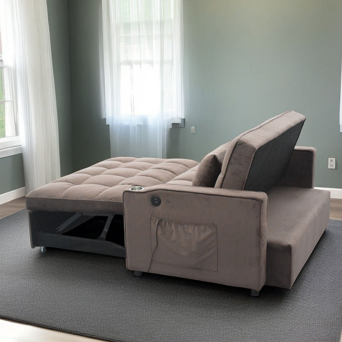 3 In 1 Convertible Sleeper Sofa Bed, Modern Fabric Loveseat Futon Sofa Couch With Pullout Bed, Small Love Seat Lounge Sofa With Reclining Backrest, Furniture For Living Room Home Essentials