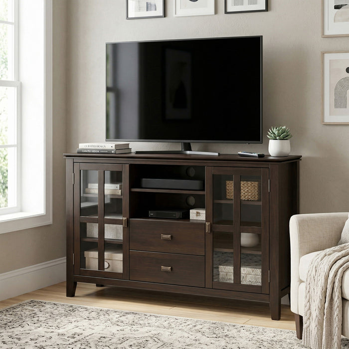 Artisan - Tall TV Media Stand - Dark Chestnut Brown Simpli-Home