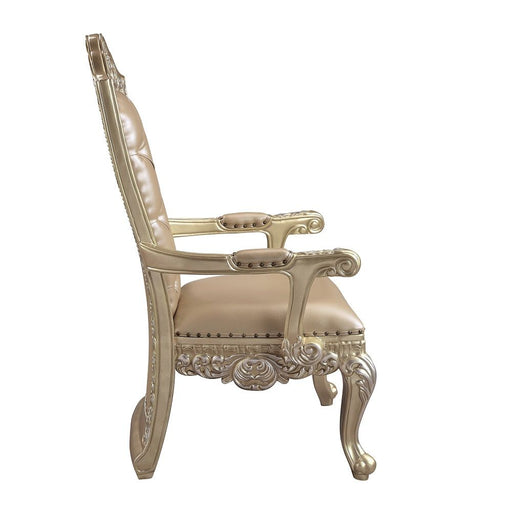 Vatican - Arm Chair (Set of 2) - Synthetic Leather & Champagne Silver ACME