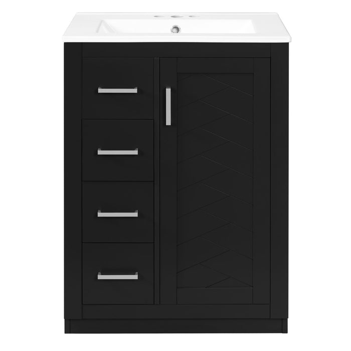 Bathroom Vanity With Integrated Sink, Rectangular Cabinet With 1 Door And 3 Drawers Hearth and Haven