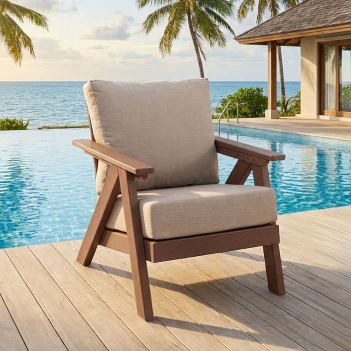 Outdoor Patio Club Chair With Sunbrella Cushions - Brown Home Essentials