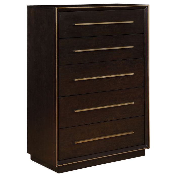 Prescott - 5 Drawer Chest - Brown Furniture Max