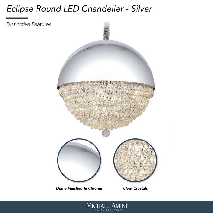 Michael Amini Lighting - Eclipse LED Crystal And Metal Chandelier - Silver Michael Amini