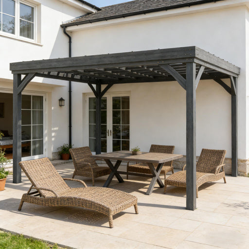 Patio Grape Vine Gazebo Outdoor Pergola With Open Roof For Climbing Plants - Gray Home Essentials