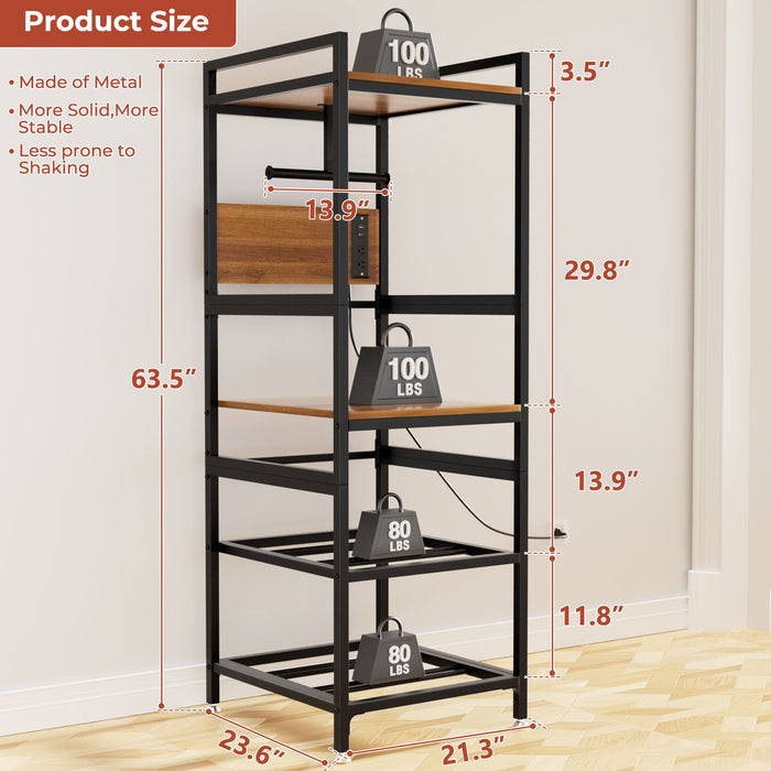 3D Printer Stand With Filament Storage, T-Type Holder, Built In Power Panelб Open Frame Printer Workstation - Black Daily Nest