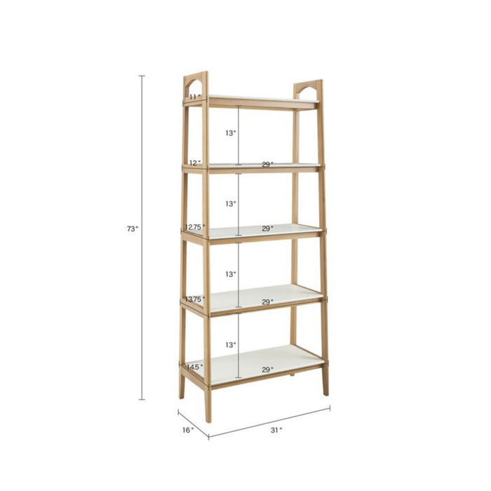 Parker - Bookcase With 5 Shelves - Off White / Natural