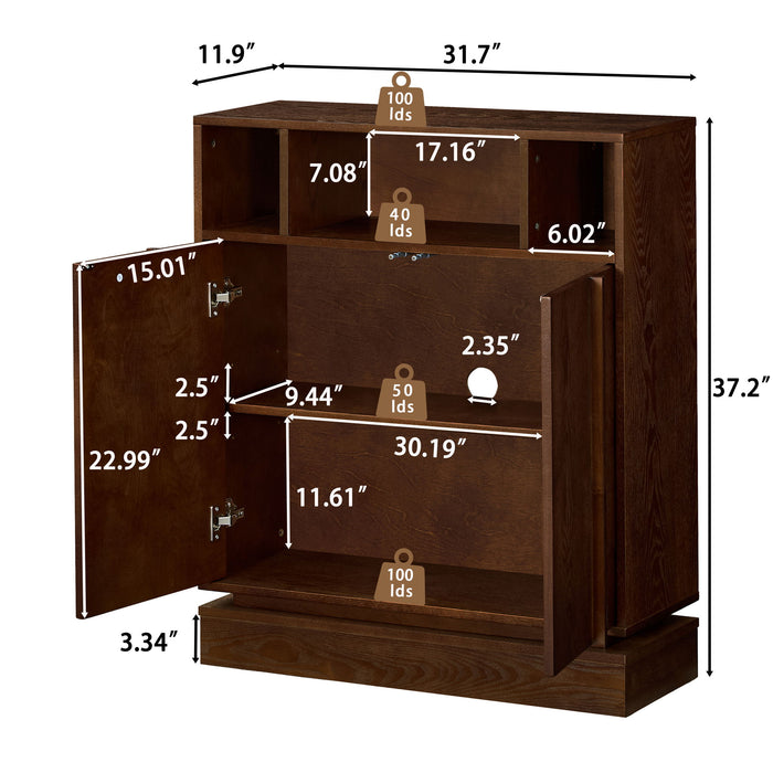 Fluted Sideboard Buffet Cabinet With 2 Doors And Adjustable Shelf, Storage Cabinet For Entryway Home Essentials