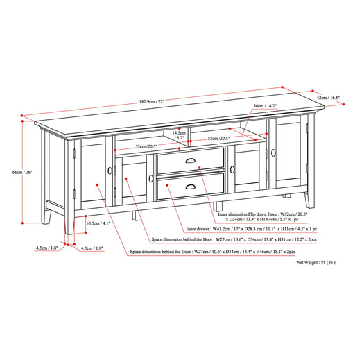 Redmond - TV Media Stand - Distressed Gray Simpli-Home