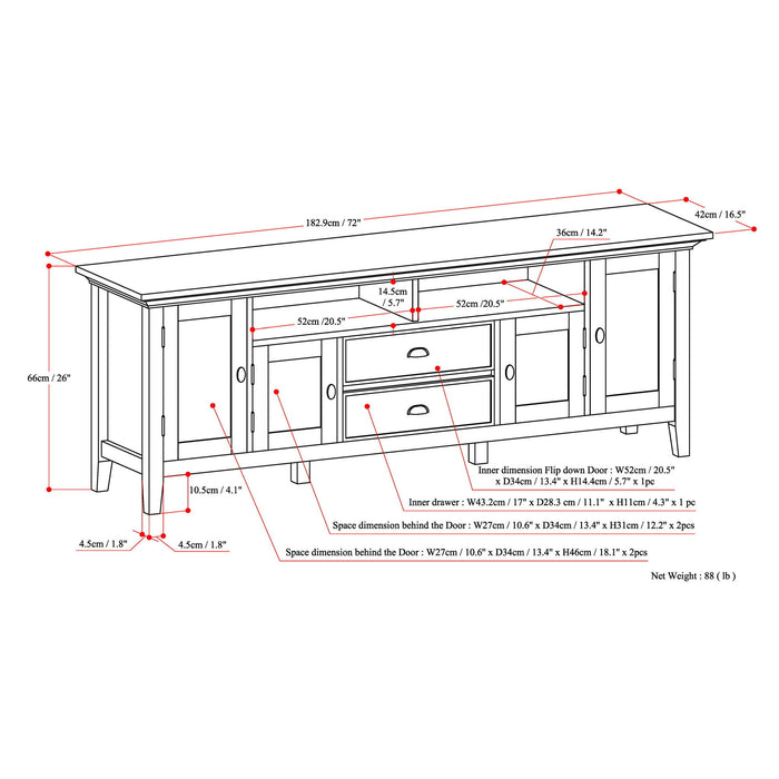 Redmond - TV Media Stand - Distressed Gray Simpli-Home