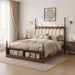 Platform Bed Frame With Tufted Upholstered Scallop Headboard Noble House