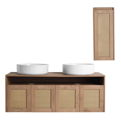 Bathroom Vanity With Art Sink And Side Cabinet, Float Mounting Design Home Essentials