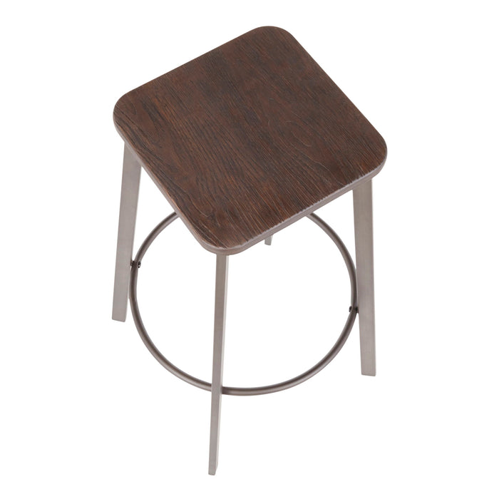 Clara - Industrial Square Barstool (Set of 2) - Espresso Lumi Source