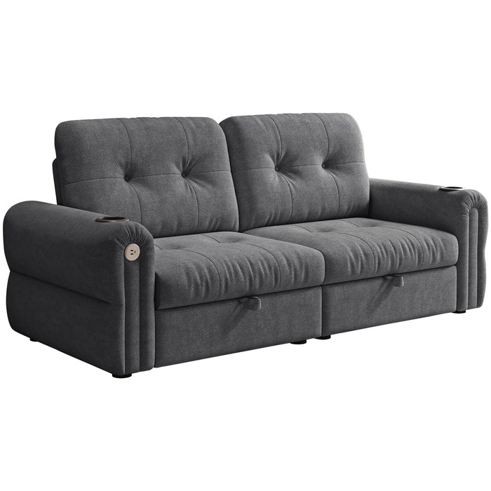 2 In 1 Convertible Sofa Bed For Living Room - Dark Gray - Fabric Home Essentials