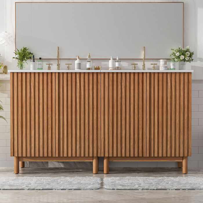 Traditional Bathroom Vanity With Ceramic Sink Hearth and Haven