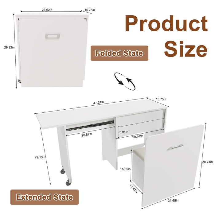 Folding Desk With Mirror And Storage Stol For Bedroom Home Essentials