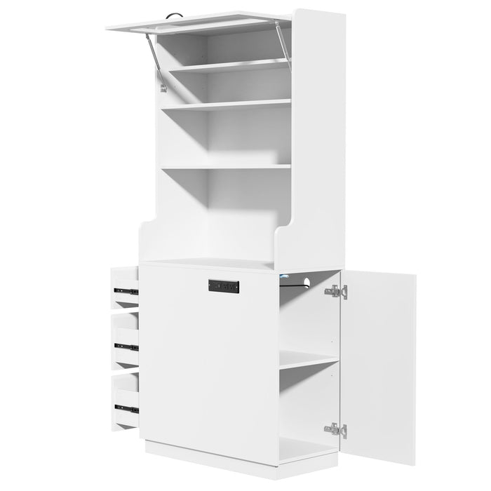 Pantry Cabinet With Hydraulic Flip Top And USB Charging Port Hearth and Haven