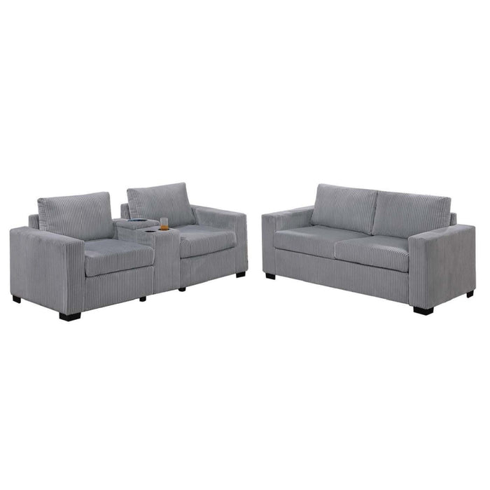 Elegant Simple Sofa Set With Console Cup Holder And Loveseat Home Essentials