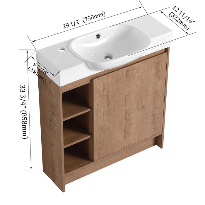Sleek Design Freestanding Bathroom Vanity With Sink, Soft Close Door Home Essentials