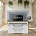 TV Stand With Sliding Barn Doors And Adjustable Storage - White / Oak Home Essentials