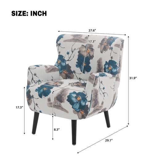Armchair With Round Arm - White / Blue Noble House