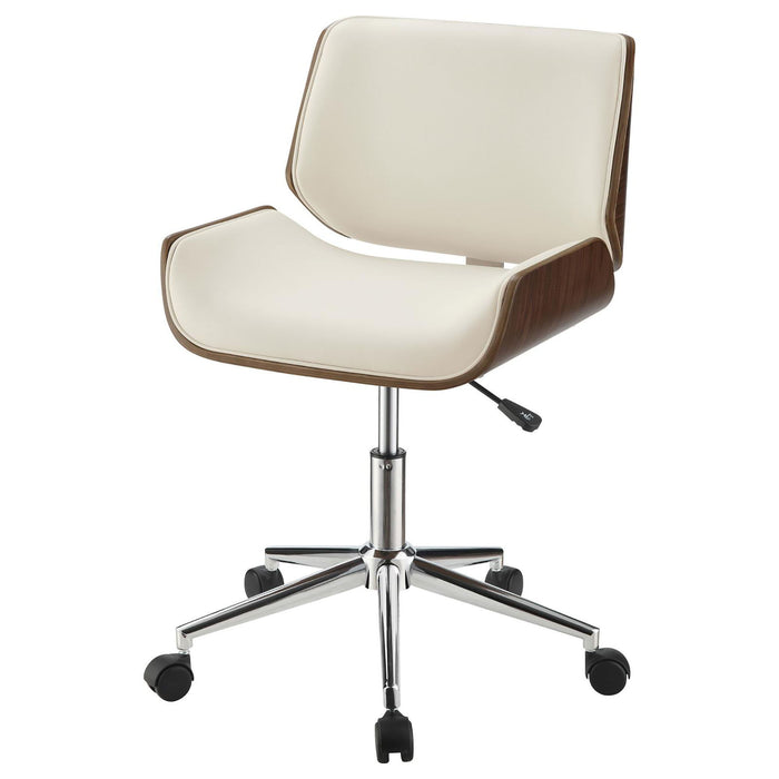 Ecru Swivel Office Chair Adjustable Height - Beige Furniture Max
