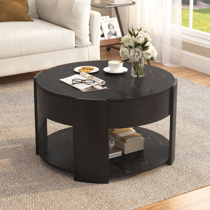 Round Lift Top Coffee Table With Hidden Storage Hearth and Haven