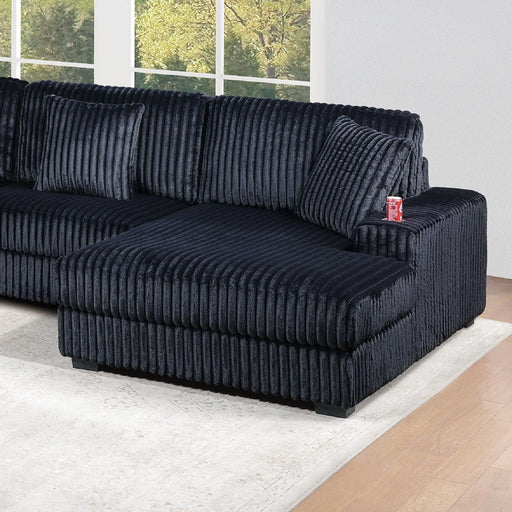 1 Piece Right Arm Facing Chaise With Cup Holder Only Modular Piece Texture Upholstered Living Room Furniture - Black Home Essentials