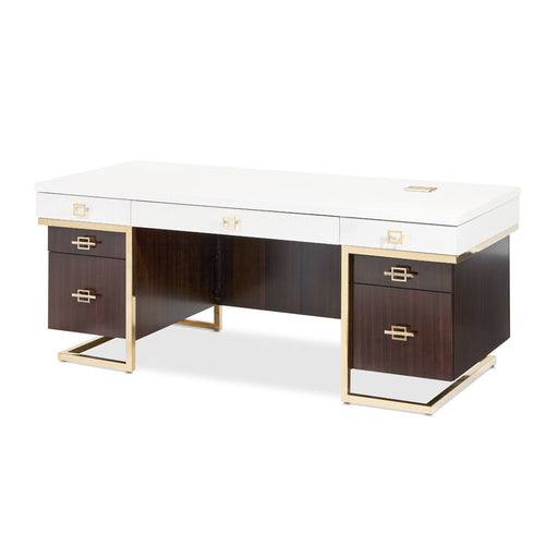 Belmont Place - Desk - White / Dark Brown Michael Amini