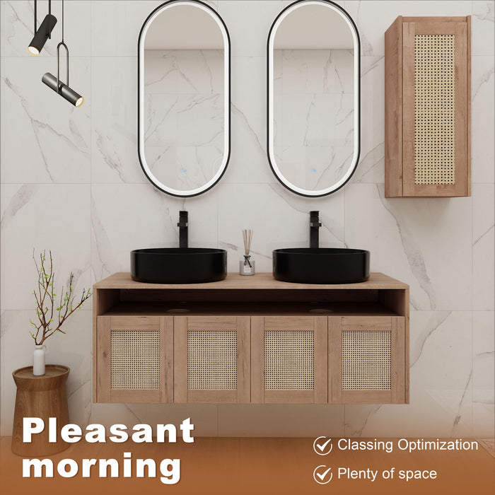 Bathroom Vanity With Art Sink And Side Cabinet, Float Mounting Design Home Essentials