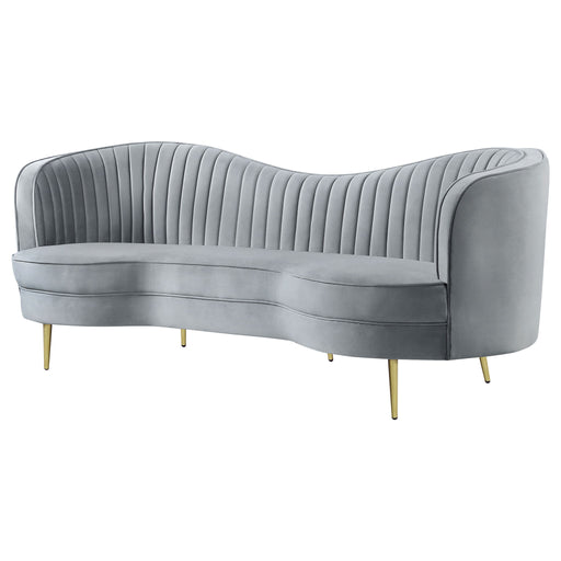 Reigha - Upholstered Sofa Lounge Furniture With Channel Tufted Backrest - Gray Furniture Max