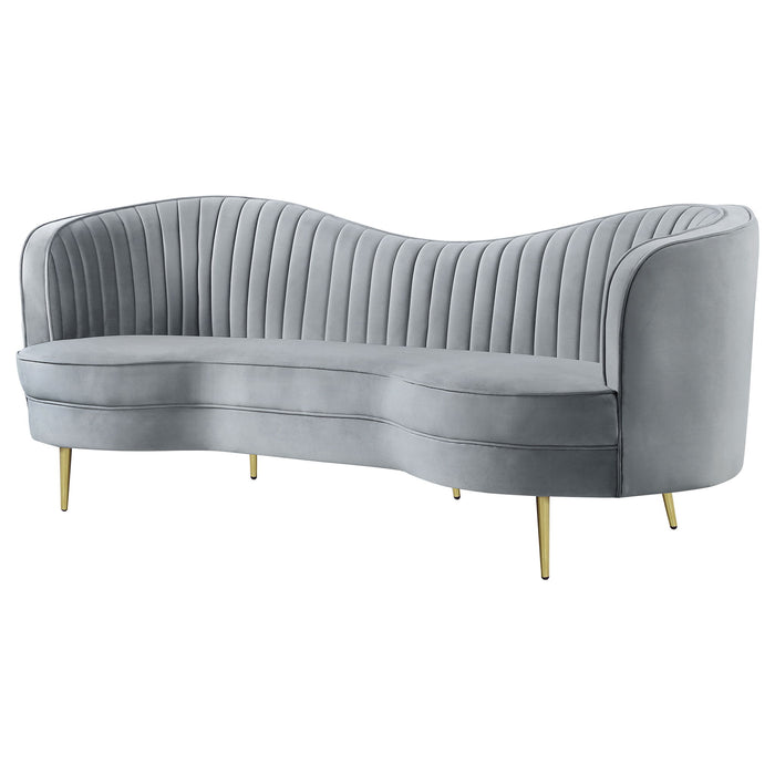 Reigha - Upholstered Sofa Lounge Furniture With Channel Tufted Backrest - Gray Furniture Max