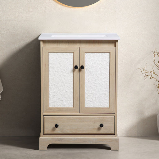 Bathroom Vanity With Basin, 1 Drawer Free Standing Storage - Brown Home Essentials