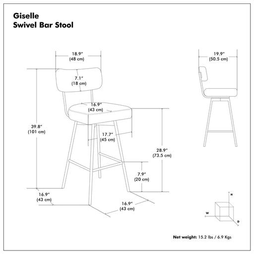 Giselle - Swivel Bar Stool (Set of 2) - Gray Simpli-Home