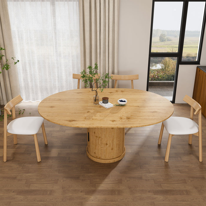 Extendable Oval Dining Table Set With 4 Cushioned Chairs, 2 Tier Storage - Oak Home Essentials