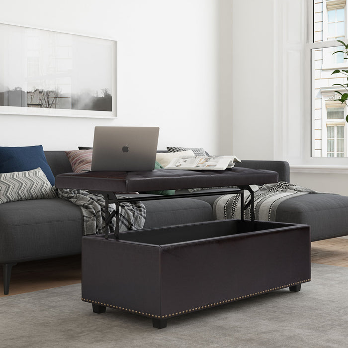 Hamilton - Upholstered Lift Top Rectangular Storage Ottoman Simpli-Home