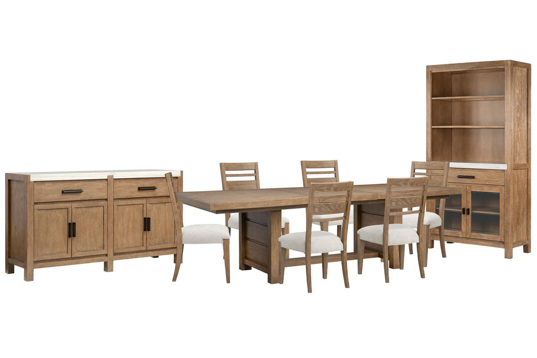 Plum Creek - 9 Piece Extendable Trestle Dining Table Set Magnussen Furniture