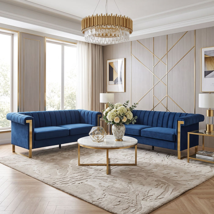 2 Piece Sofa Set With Tufted Back And Deep Seating Home Essentials