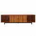 TV Stand, Media Console & Soft Closing Hinges, Adjustable Shelves, Slatted Doors - Walnut Hearth and Haven