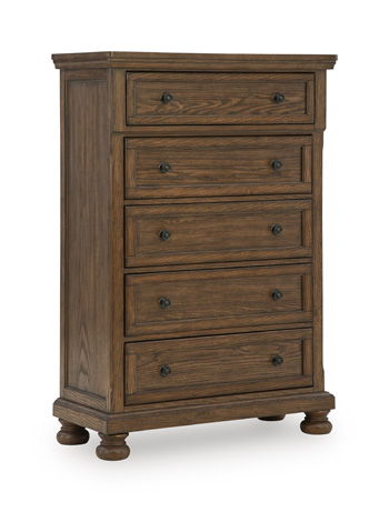 Zackaryn - Five Drawer Chest - Warm Brown Signature Design by Ashley®