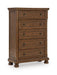Zackaryn - Five Drawer Chest - Warm Brown Signature Design by Ashley®