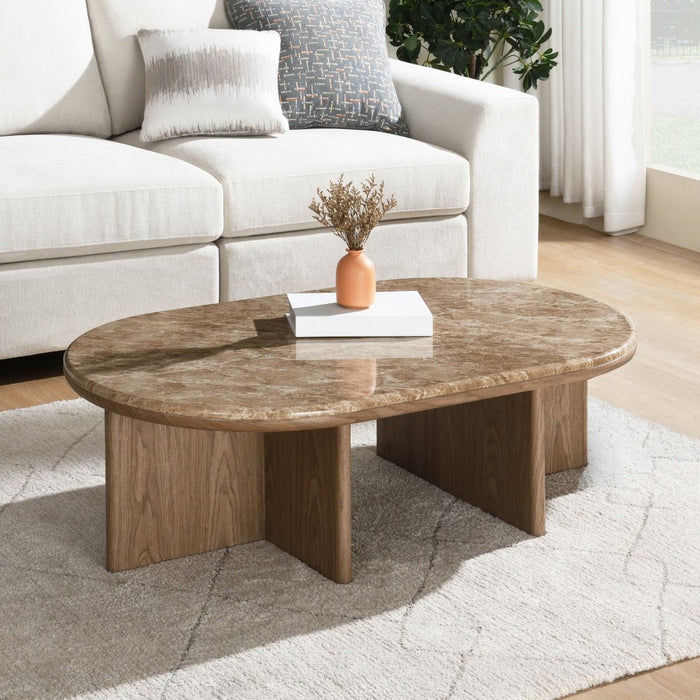 Markku - Coffee Table With Natural Marble - Oak ACME