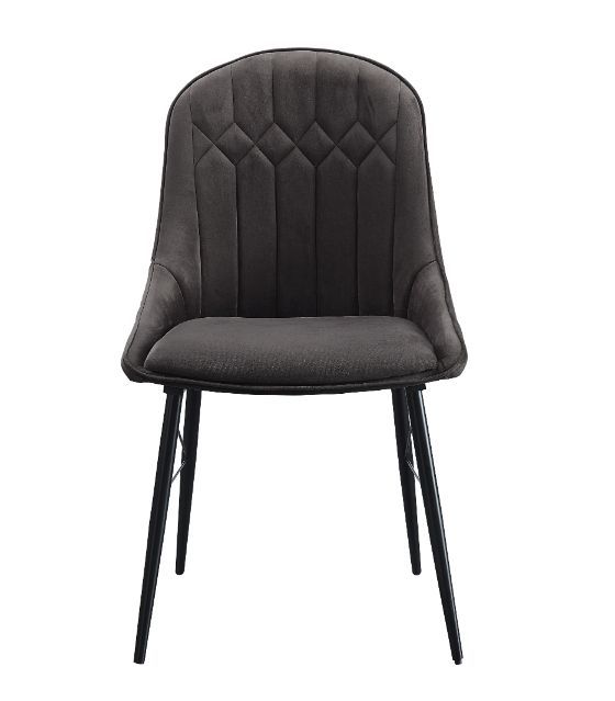 Abraham - Side Chair (Set of 2) - Gray Fabric & Black Finish